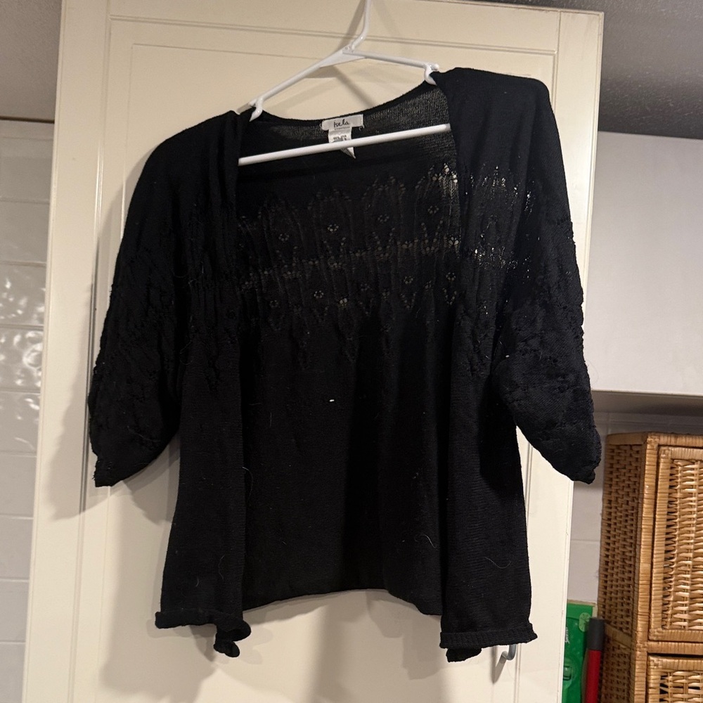 Isela Black Open-Front Cardigan size small 1:10